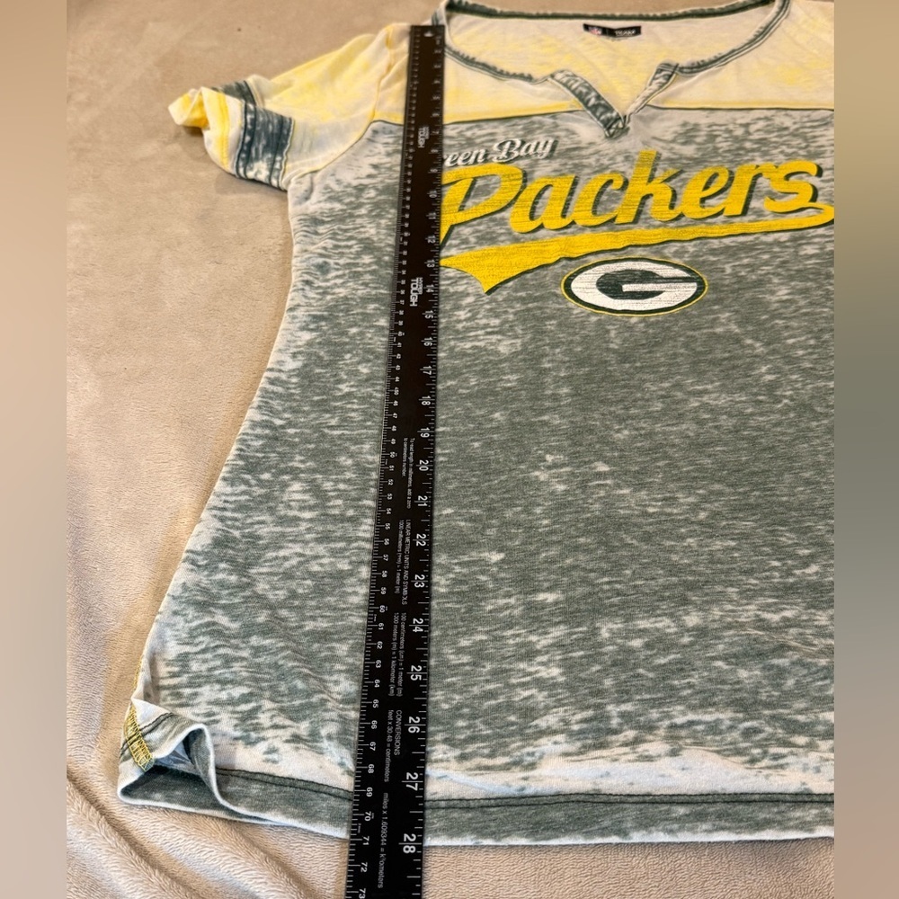 NFL Team Apparel Green Bay Packers Green Gold Burn Out top Medium - Picture 7 of 7